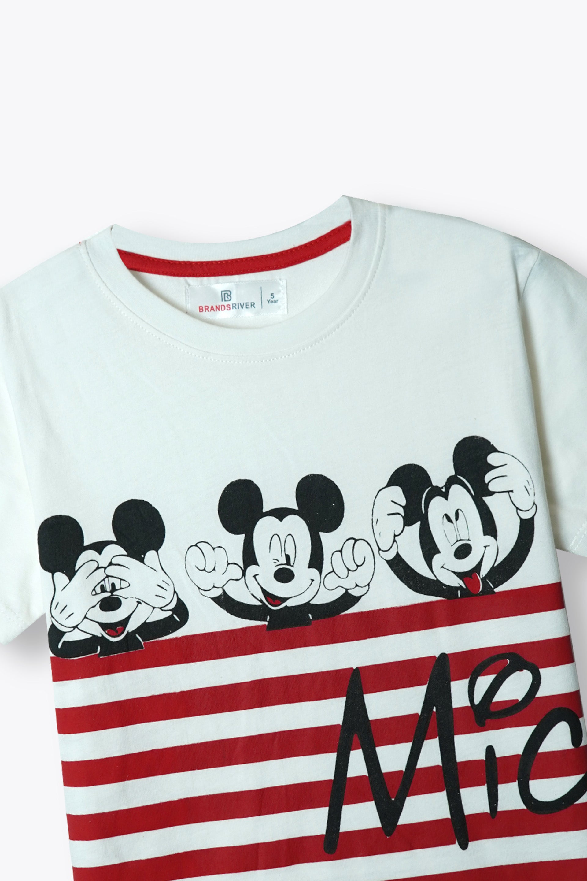 "Mickey Mouse" Graphic Printed Boys Summer Suit with Red Shorts