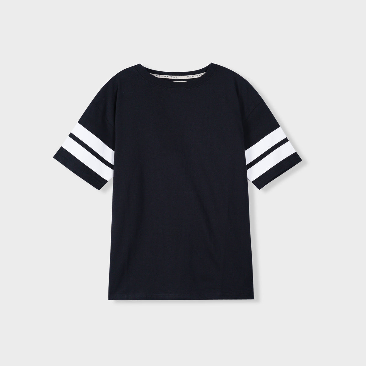 Premium Quality Cotton &quot;Striped Sleeve&quot; Black T-shirt For Men