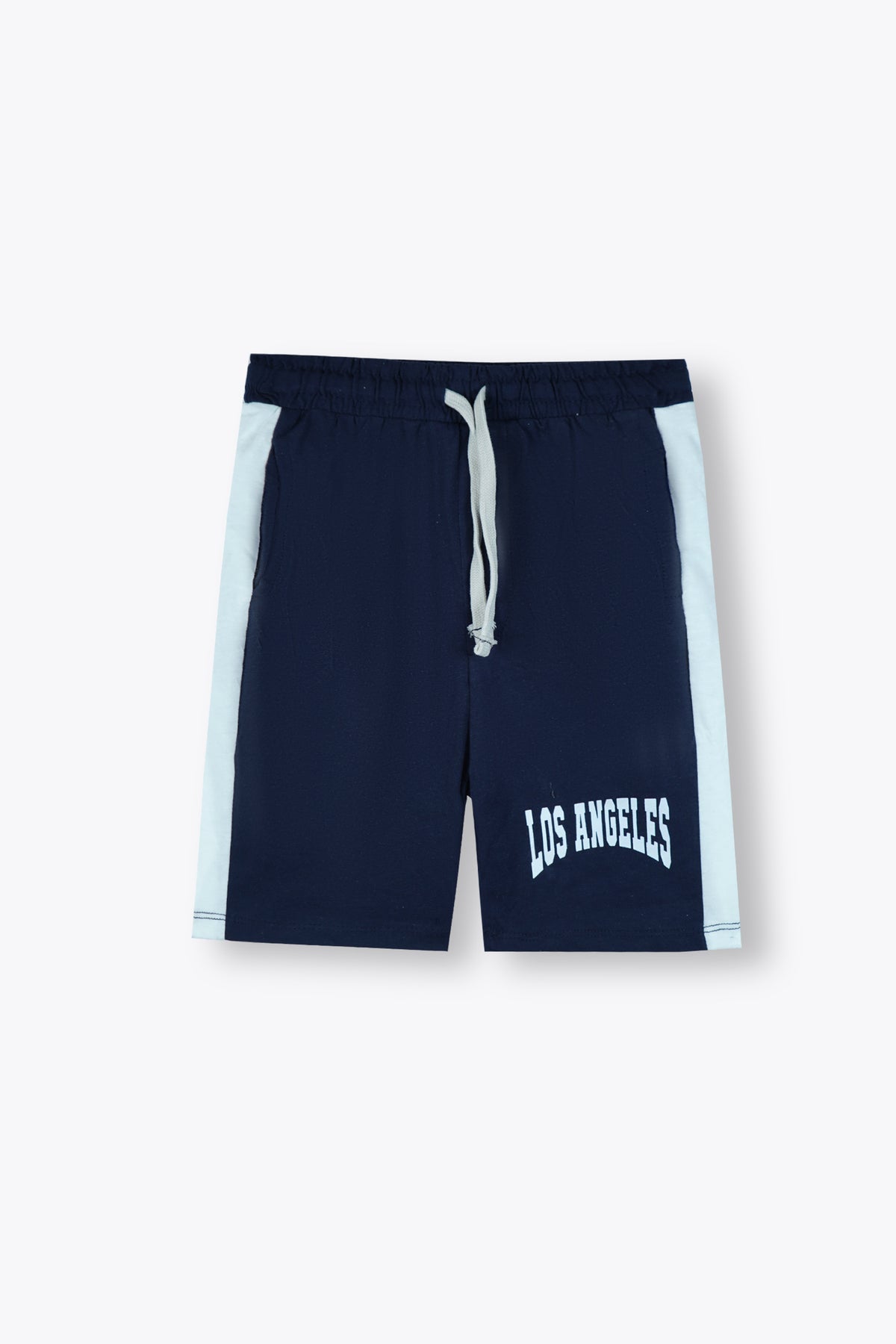 Premium Quality &quot;Los Angeles&quot; Printed Boys Summer Suit with Navy Blue Shorts