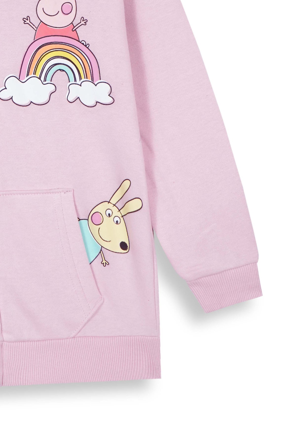 Girls Premium Quality &quot;Rainbow&quot; Printed Pink Zipper Hoodie