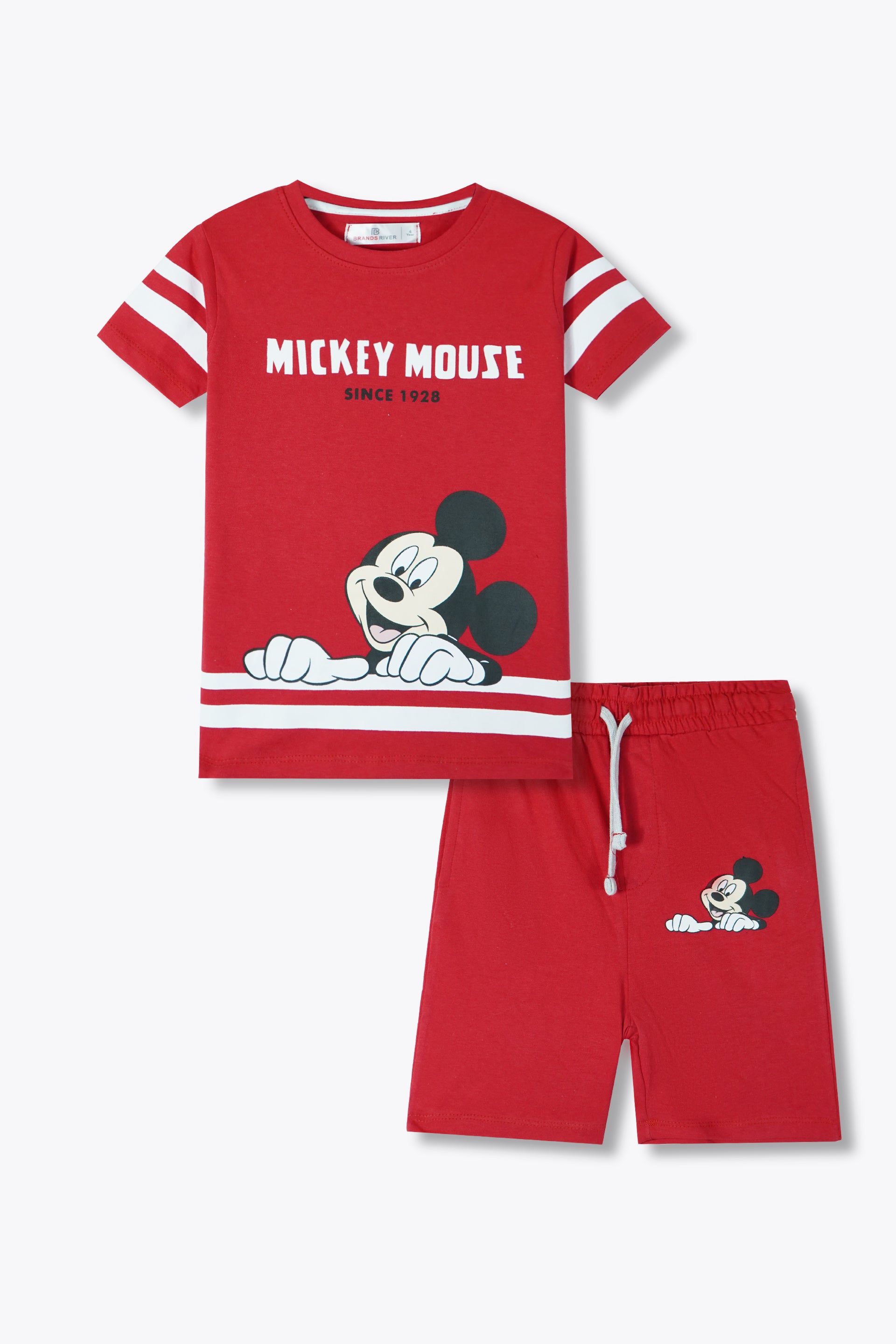 Mickey Mouse Printed Red Summer Suit For Boys