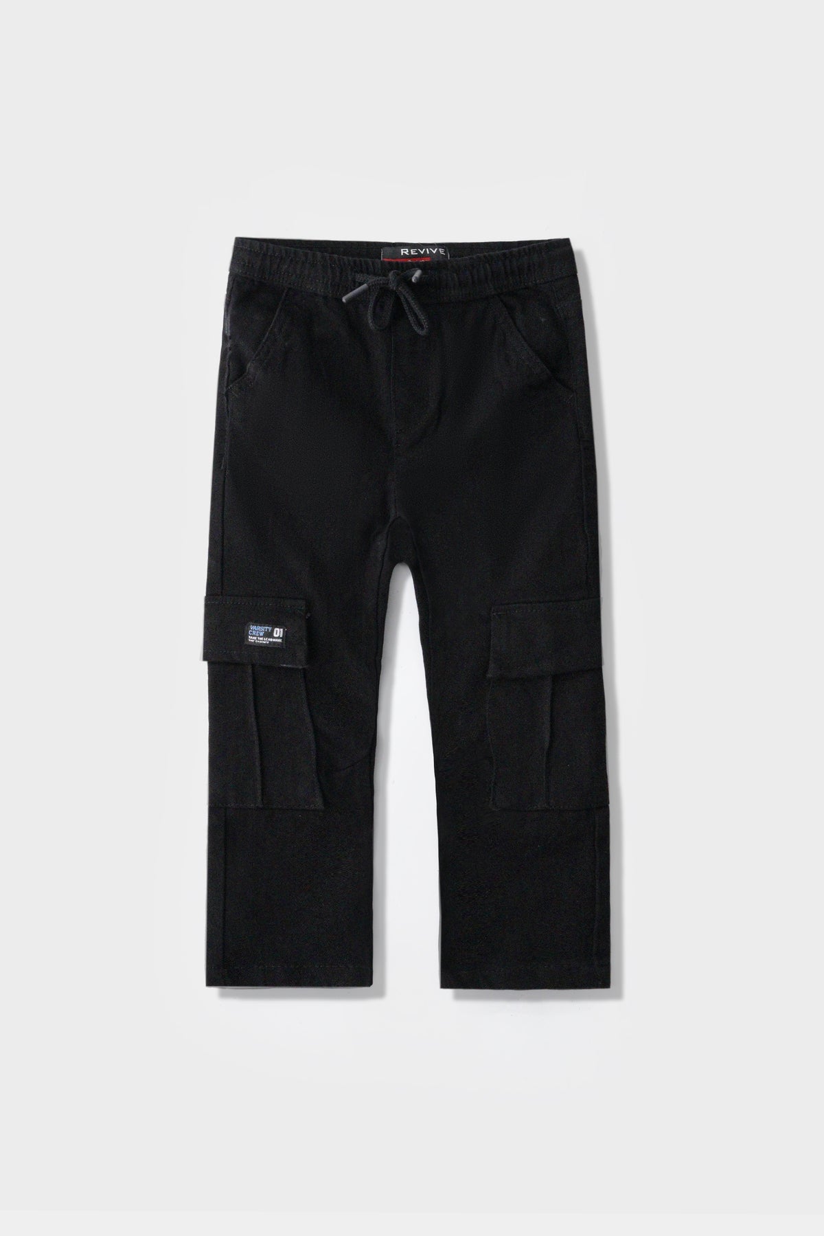 Boys Black Cargo Straight Fit Denim Jeans