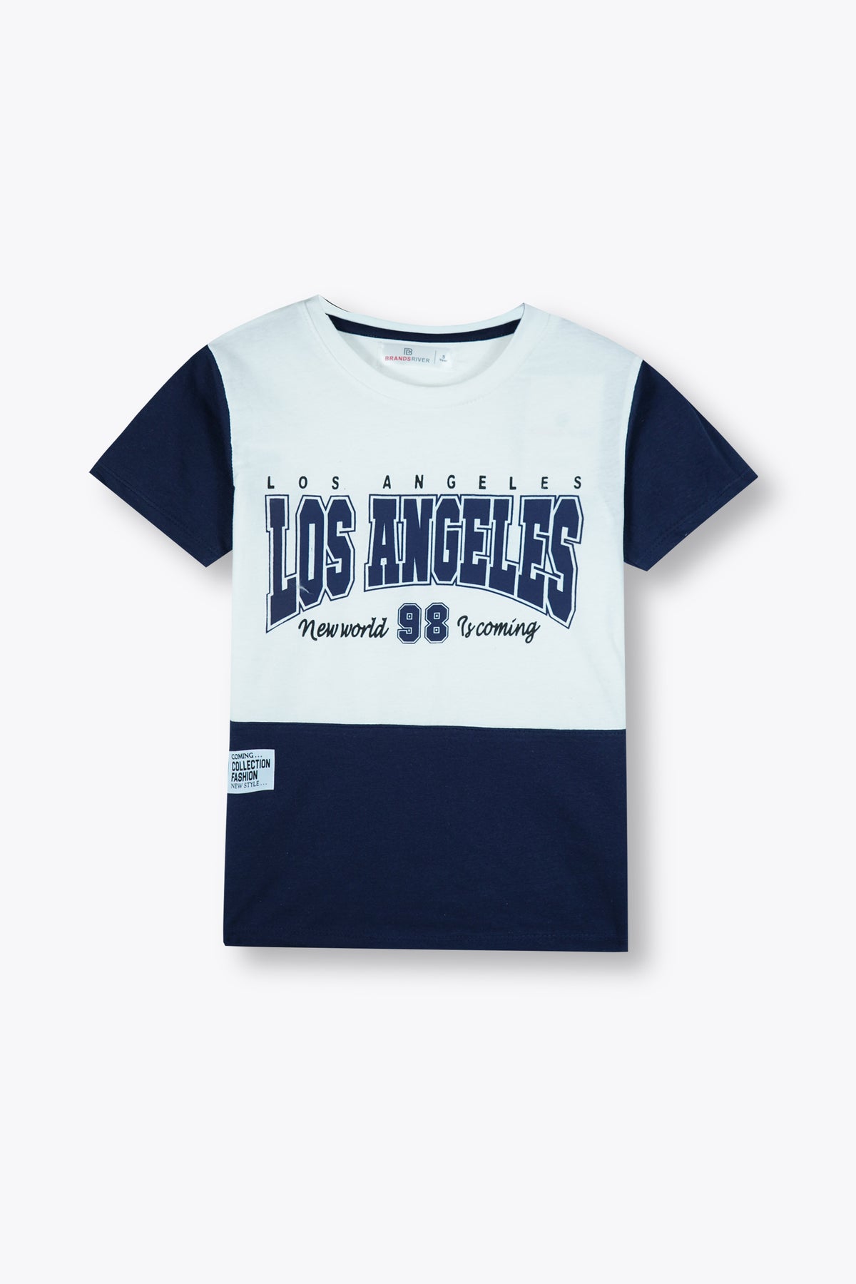 Premium Quality &quot;Los Angeles&quot; Printed Boys Summer Suit with Navy Blue Shorts