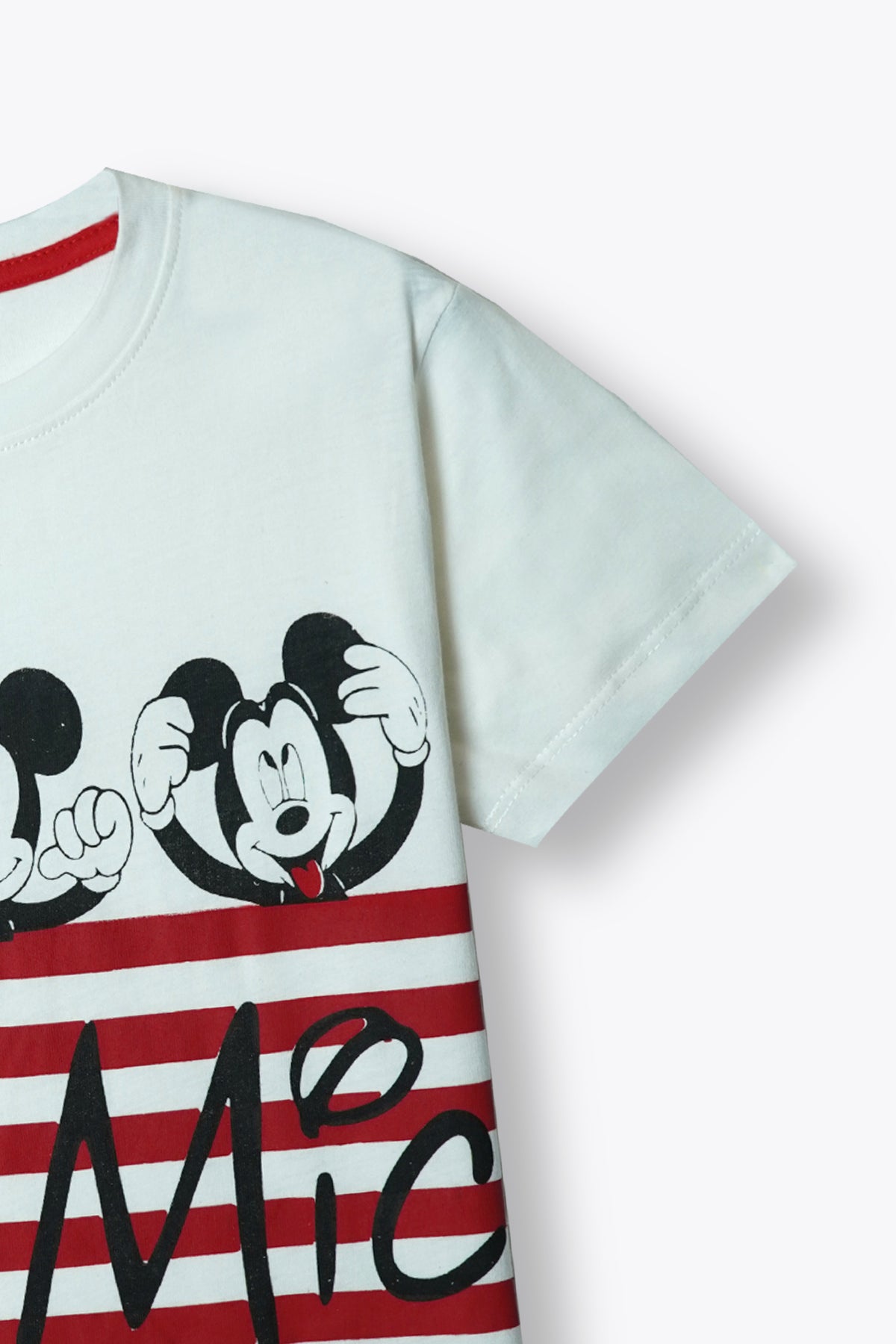 &quot;Mickey Mouse&quot; Graphic Printed Boys Summer Suit with Red Shorts