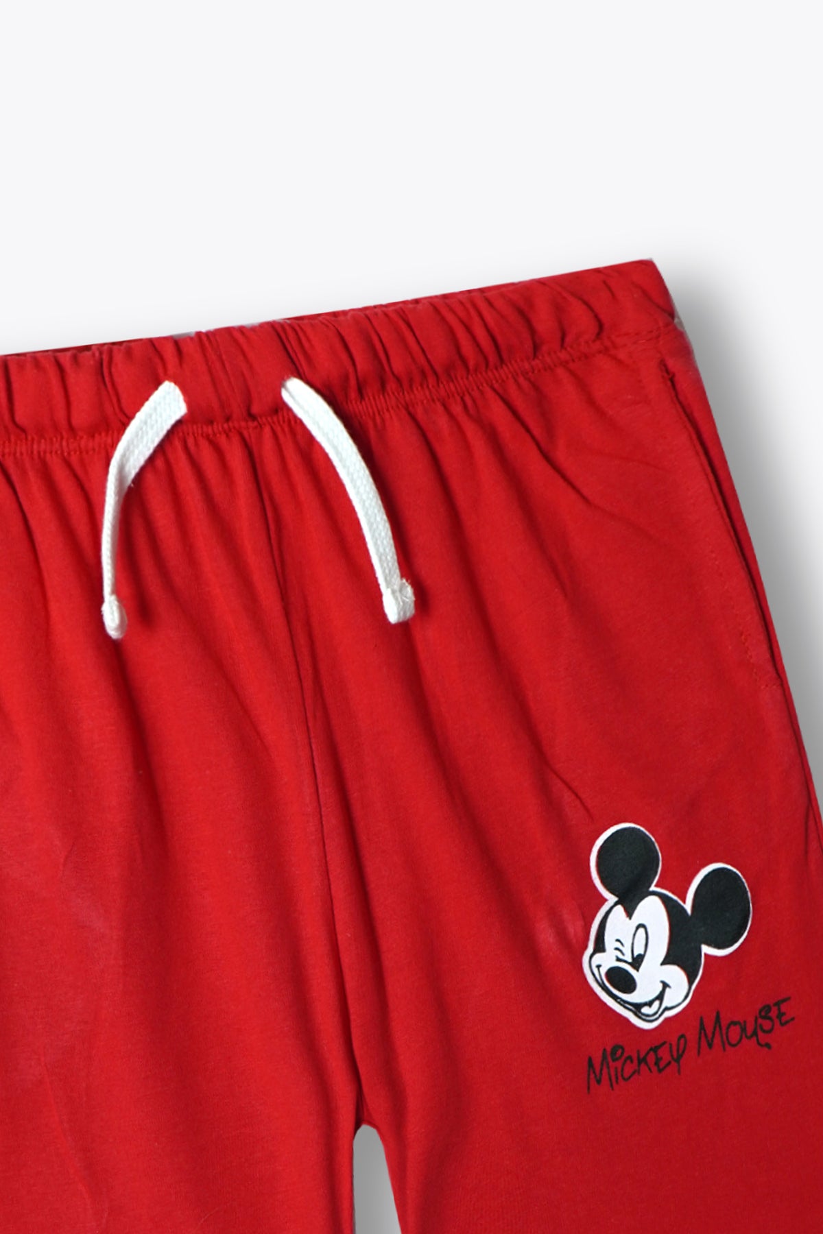 &quot;Mickey Mouse&quot; Graphic Printed Boys Summer Suit with Red Shorts
