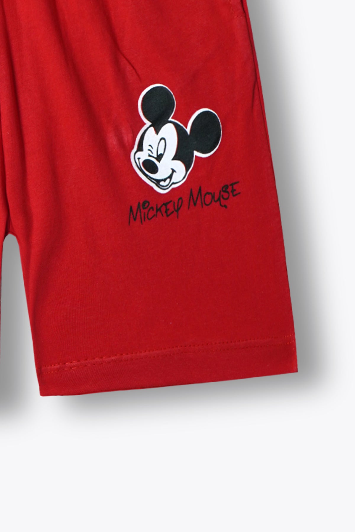 &quot;Mickey Mouse&quot; Graphic Printed Boys Summer Suit with Red Shorts