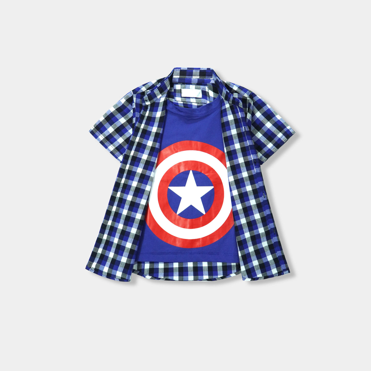 Premium Quality &quot;Captain America&quot; printed Blue Twofer Shirt for Boys