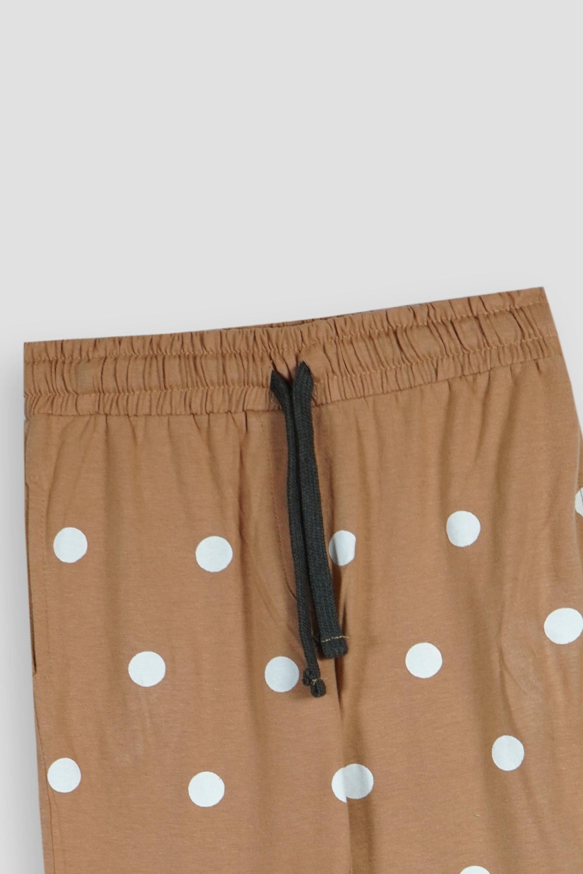 Premium Quality &quot;CARE TO ENJOY&quot; Printed Girls Suit With Polka Dot Trousers