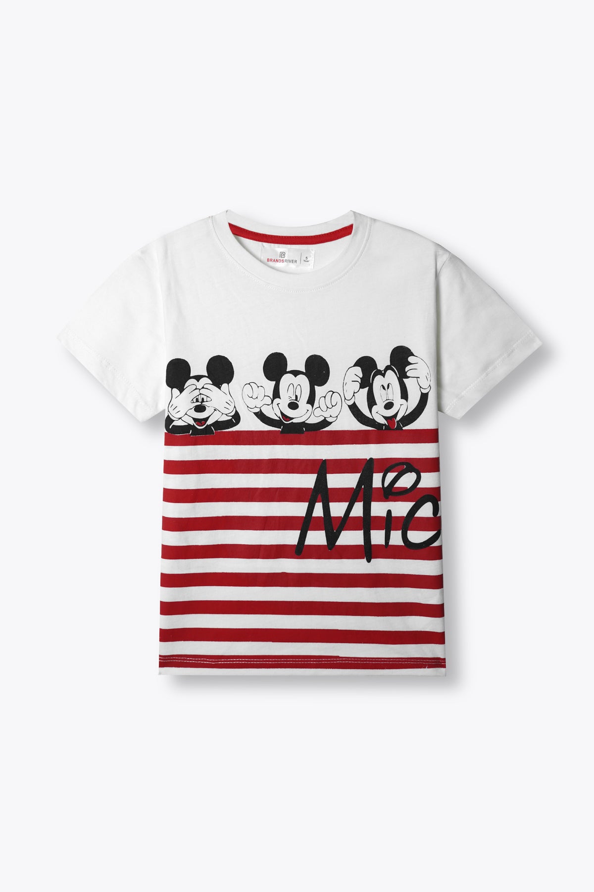 &quot;Mickey Mouse&quot; Graphic Printed Boys Summer Suit with Red Shorts