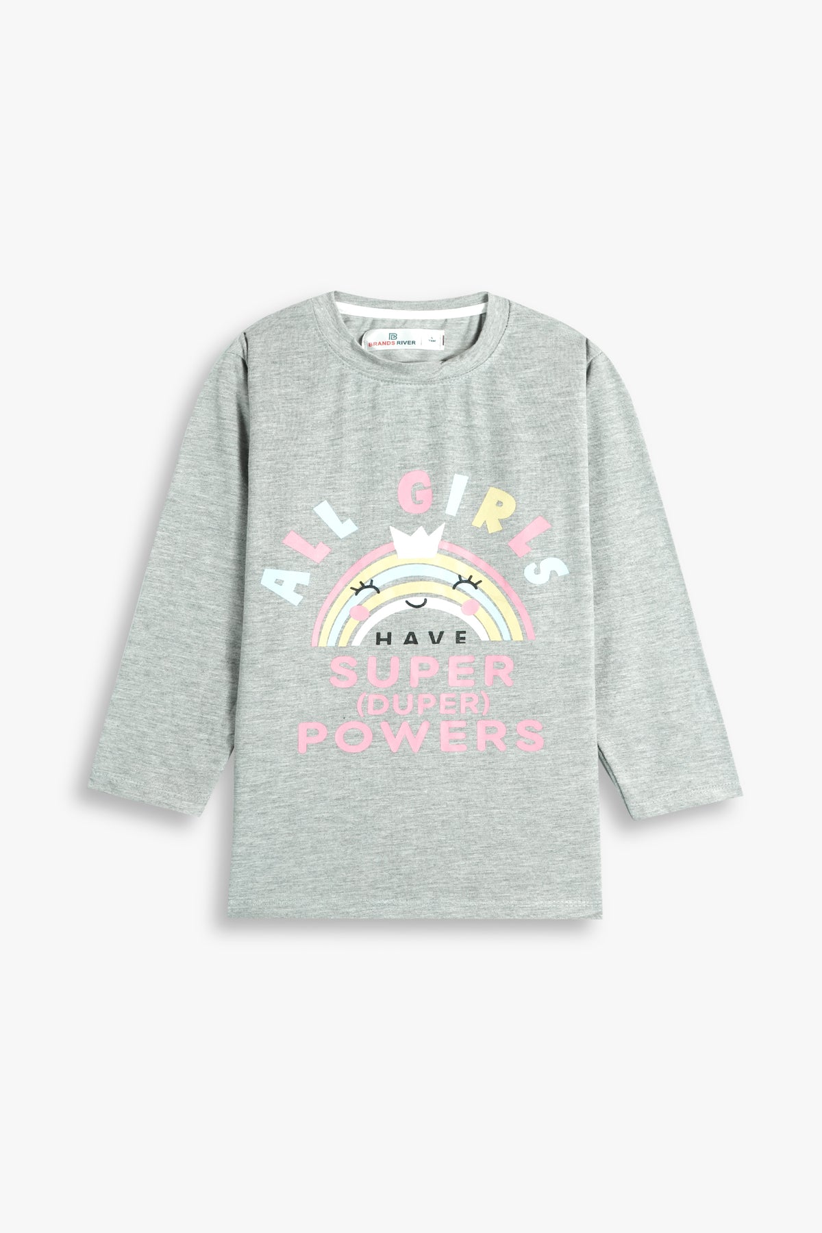 Premium Quailty &quot;Girls Power&quot; Printed Full Sleeves  Grey Summer suit with Polka dot Trouser