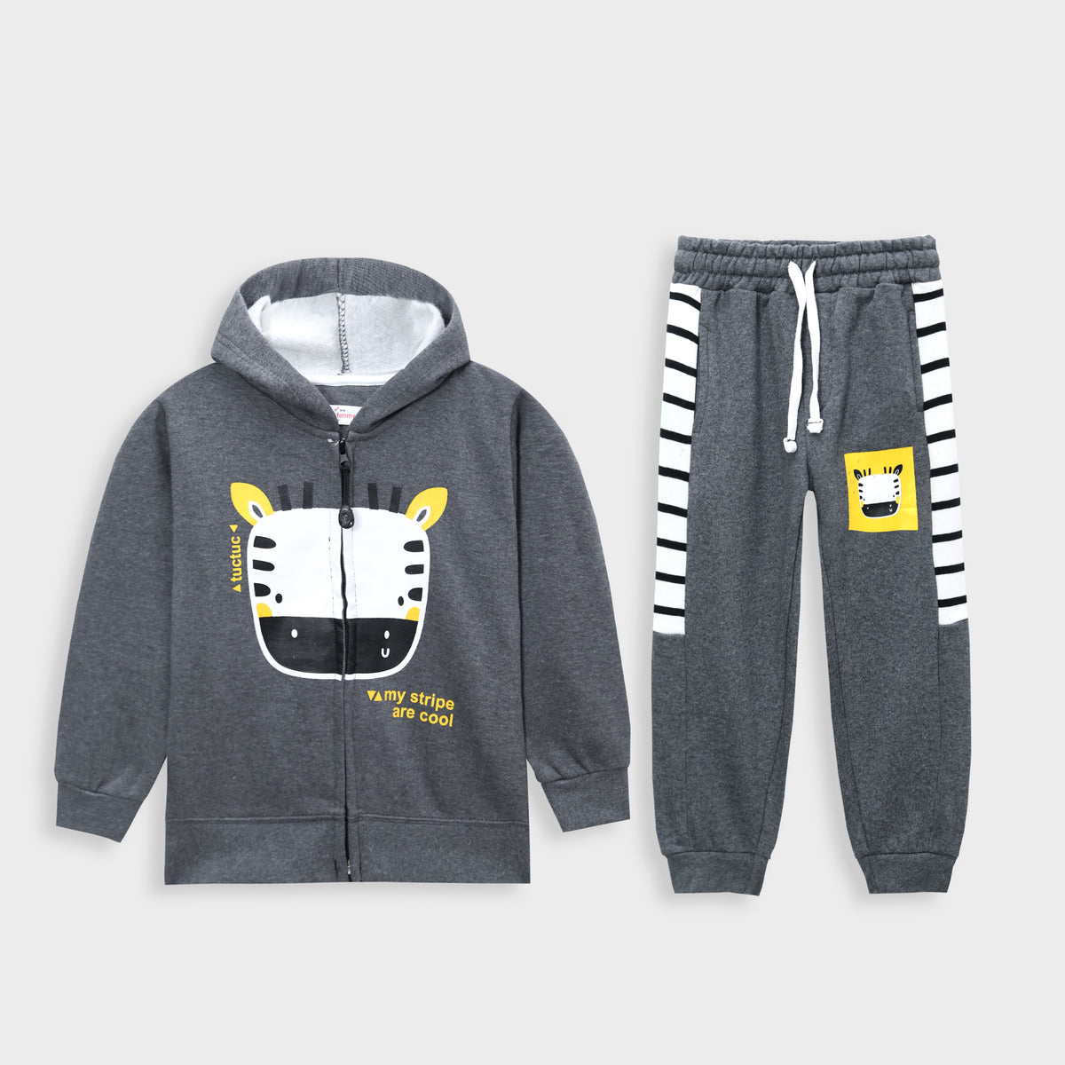 Premium Quality Soft Cotton Graphic Fleece Zipper Hoodie Suit For Kids