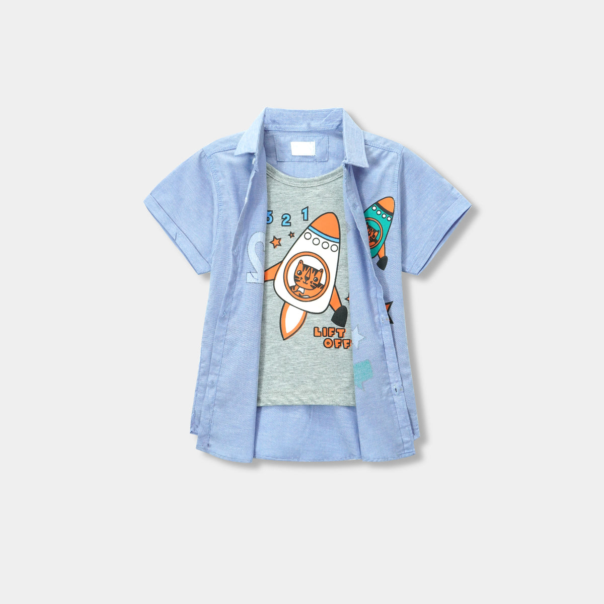 Premium Quality &quot;Space Shuttle&quot; printed Twofer Shirt for Boys