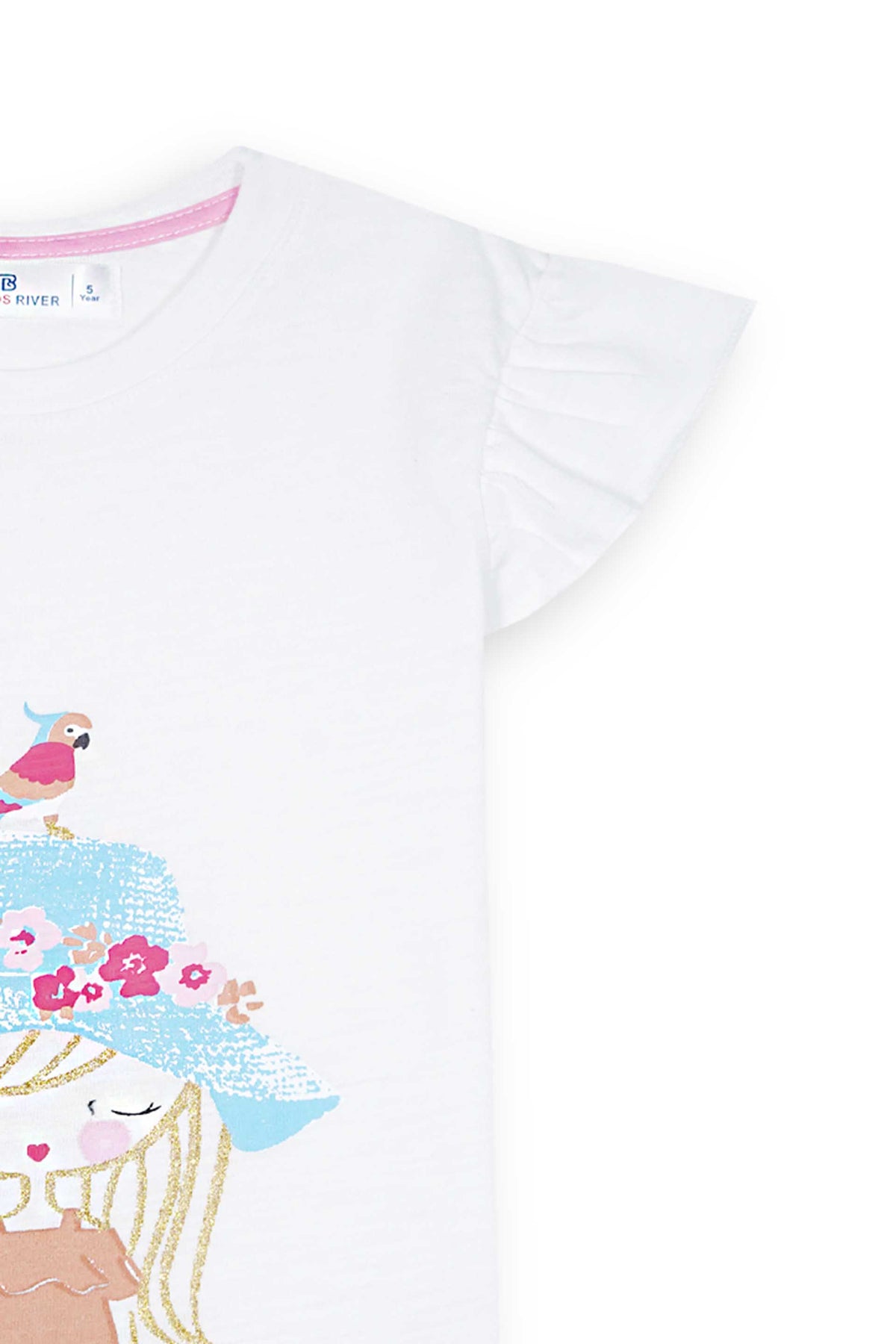 Girl Premium Quality "CaP Girl "Printed Summer Suit With Brown Trouser