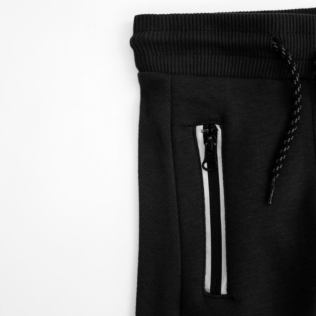 Boys Premium Quality Black Zip Pocket Fleece Jogger Trouser