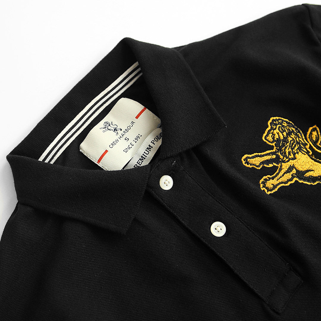 Men Slim Fit Premium Quality Embroidered Pique Black Polo Shirt