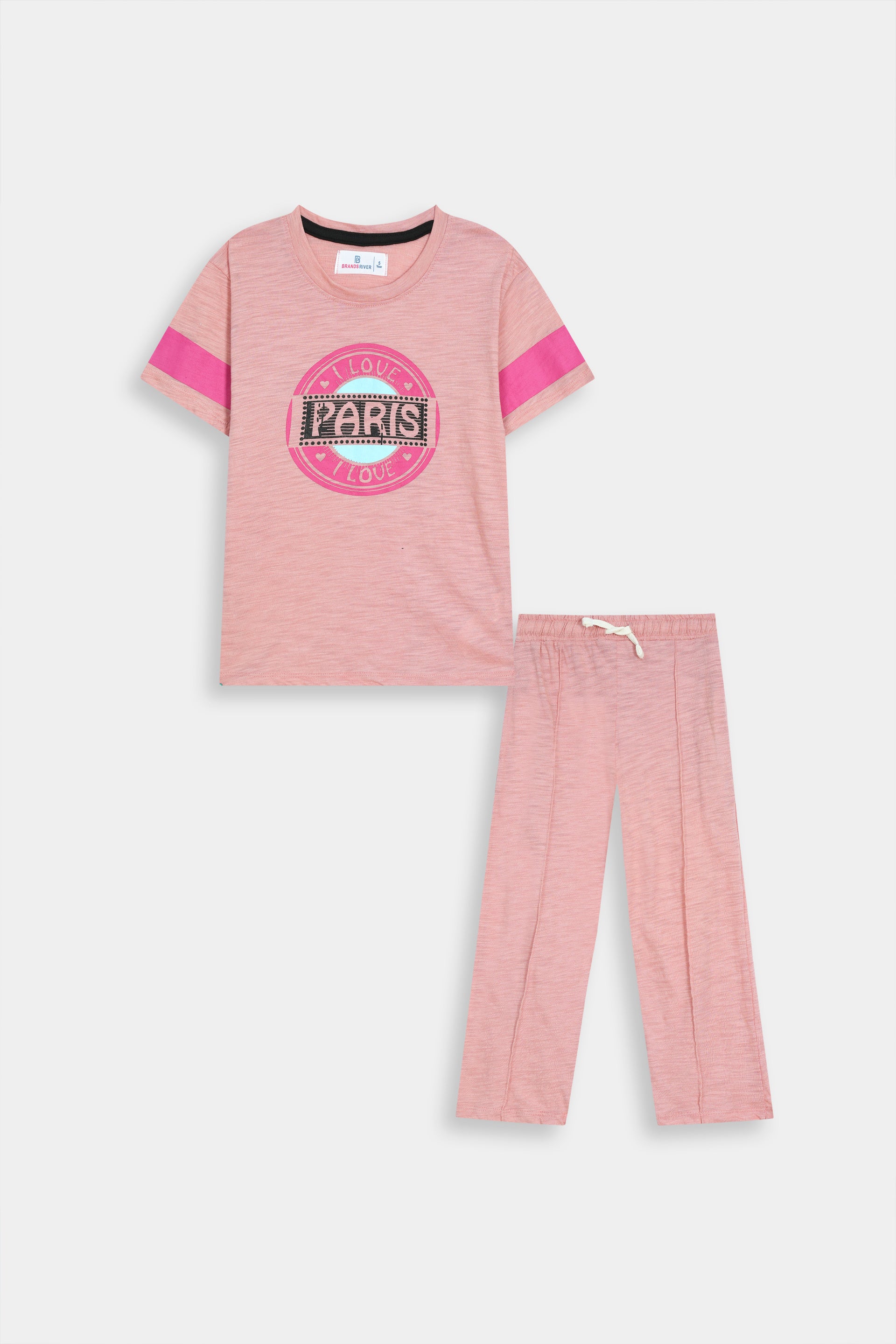 Girls Premium Quality "I love Paris" Printed Summer Suit