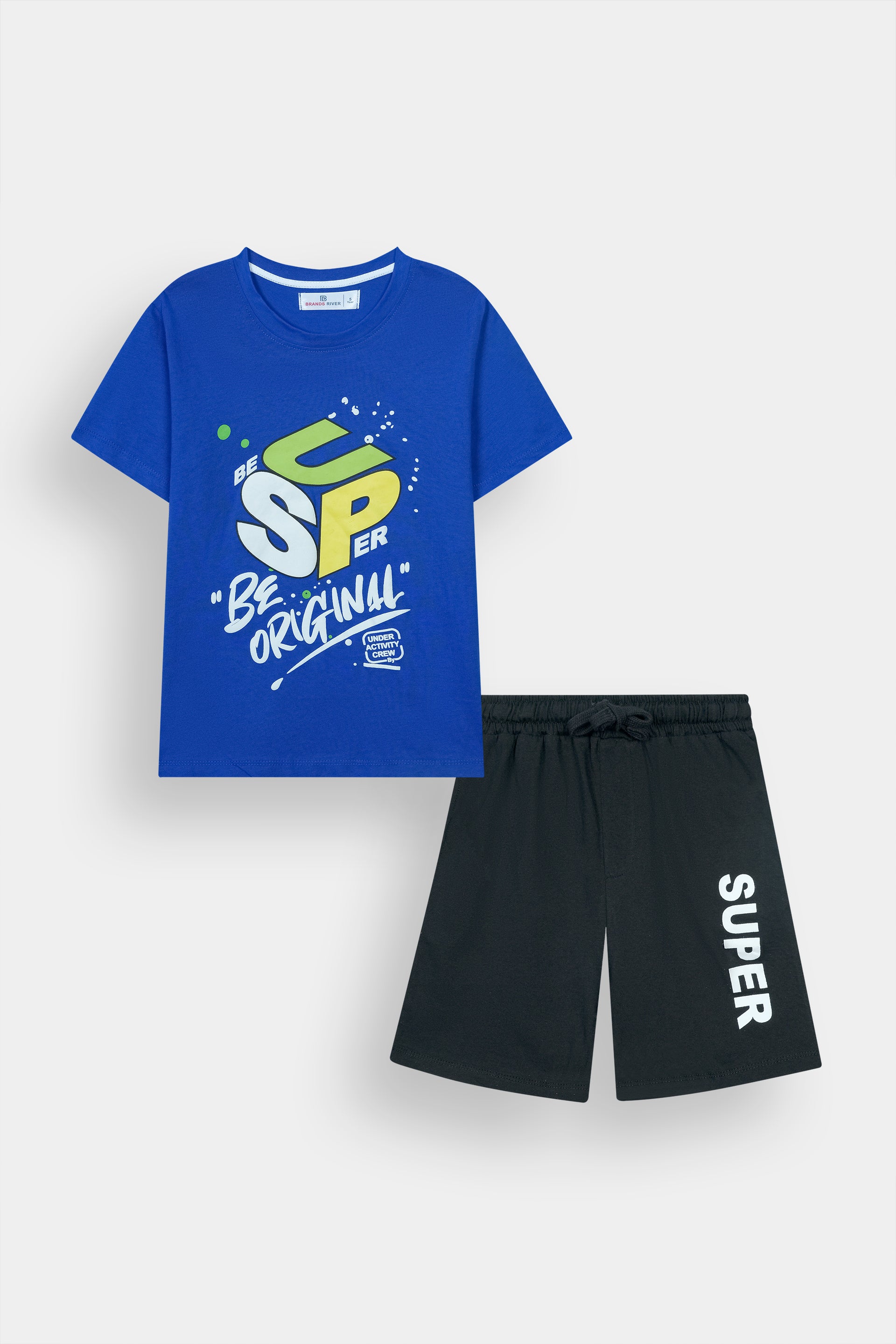 Premium Quality "Super Boy" Printed Summer Suit For Boys