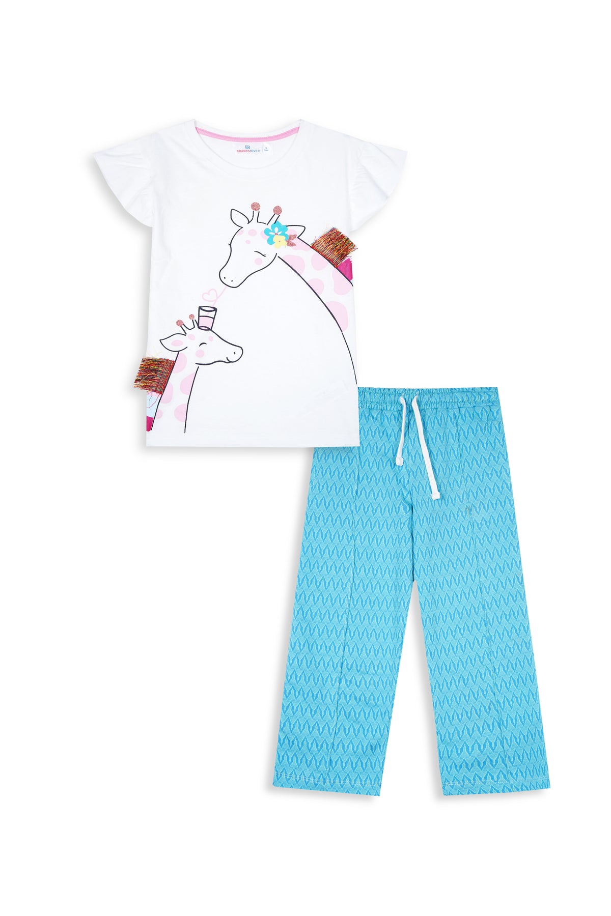 Premium Quality "Giraffa"Printed Summer Suit For Girls