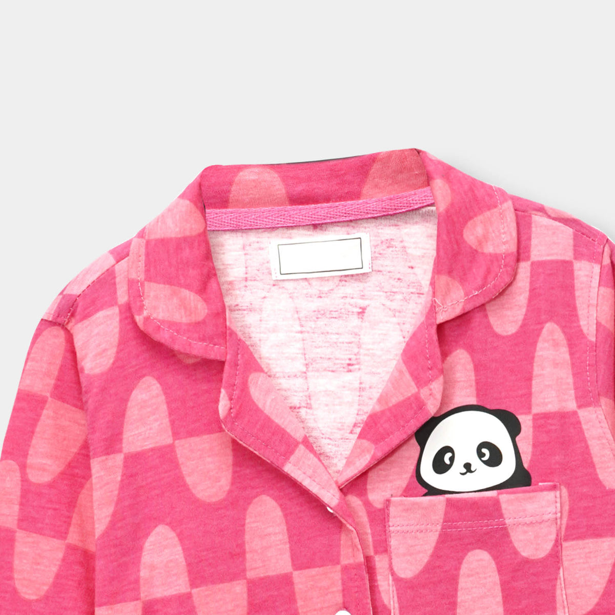 Girls Pink Casual Summer Suit with Panda Print.