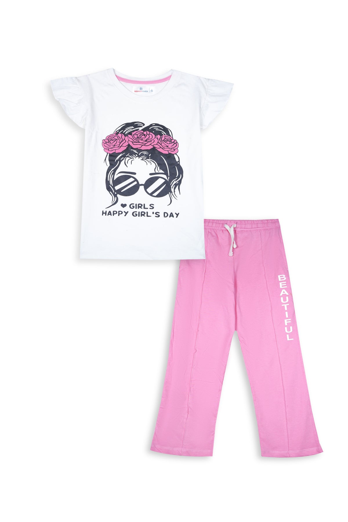 Premium Quality "Happy Girls Day" Printed Summer Suit For Girls