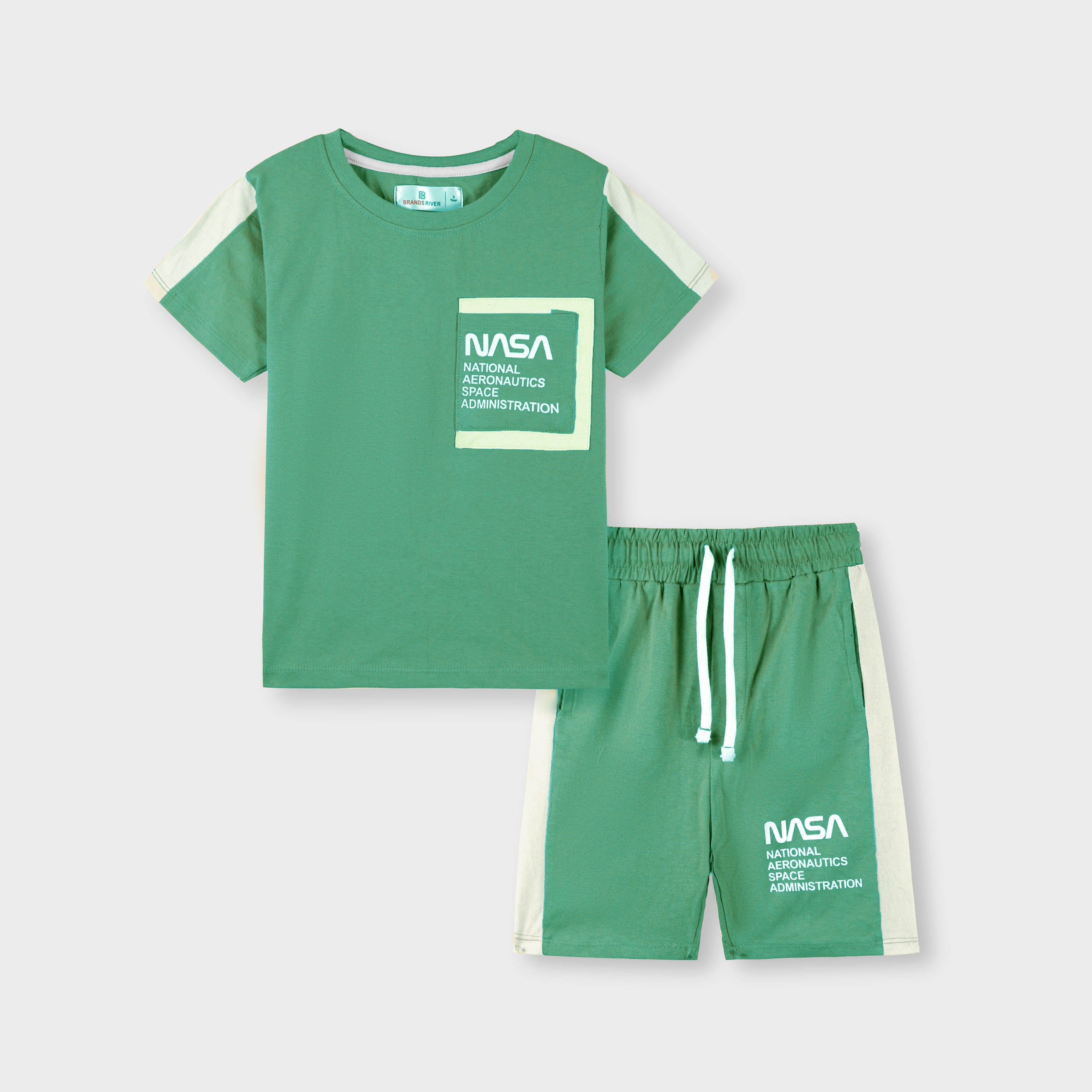 Boys Premium quality 'NASA' printed Green Summer suit
