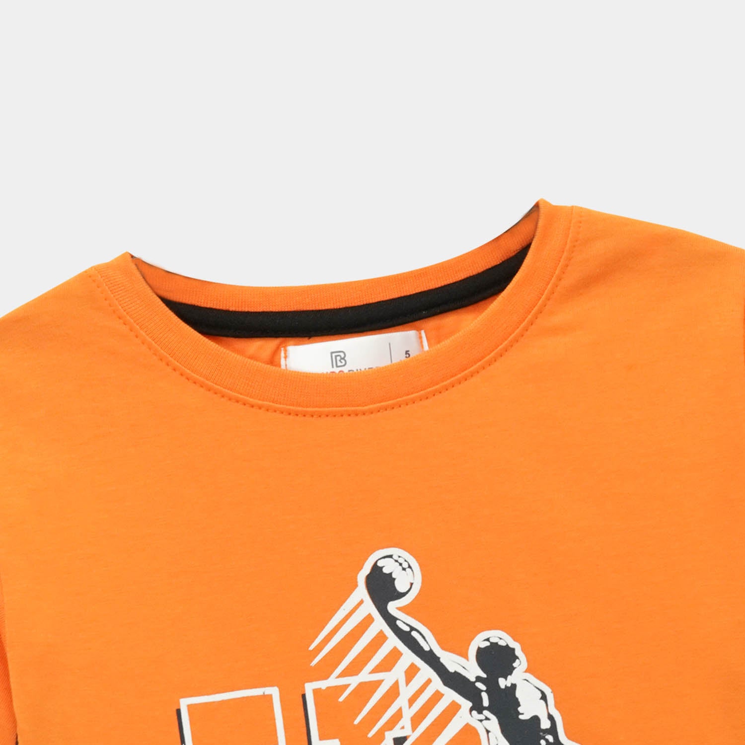 Boys Cut & Sew "Basketball" Printed Orange Summer Suit