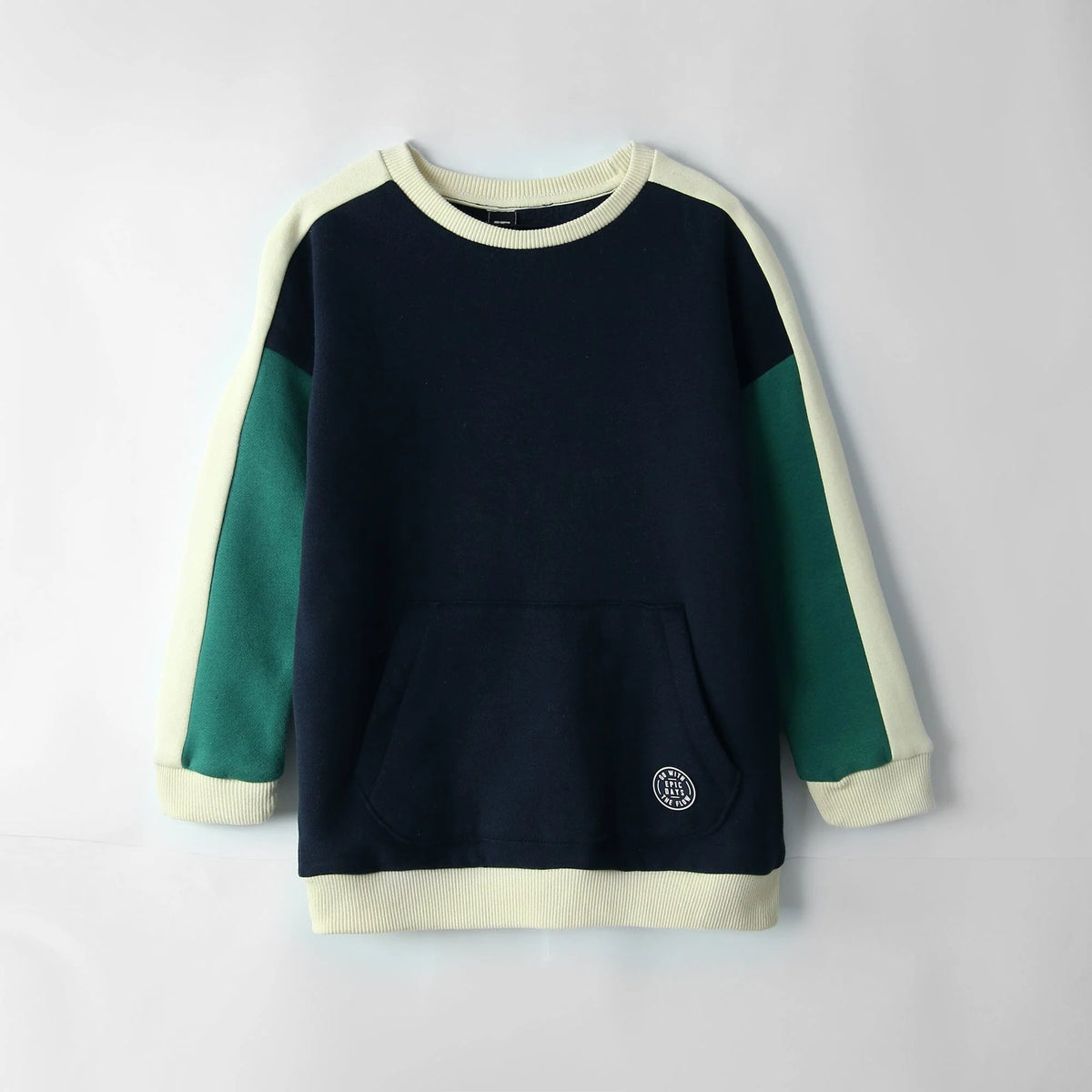 Kids Navy Color Block Soft Fleece Sweatshirt Minor Fault