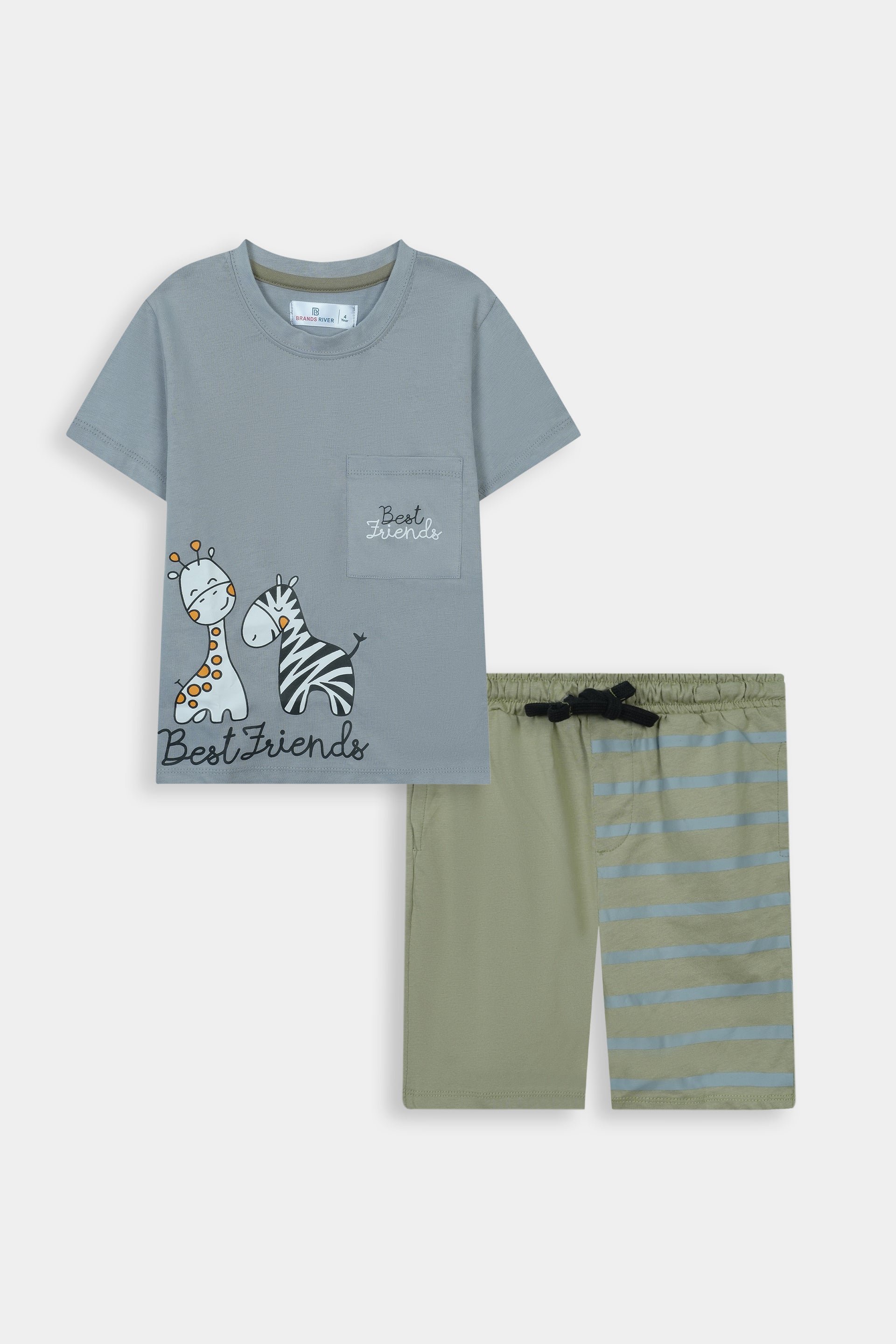 Premium Quality "Best Friends' Printed Summer Suit For Boys