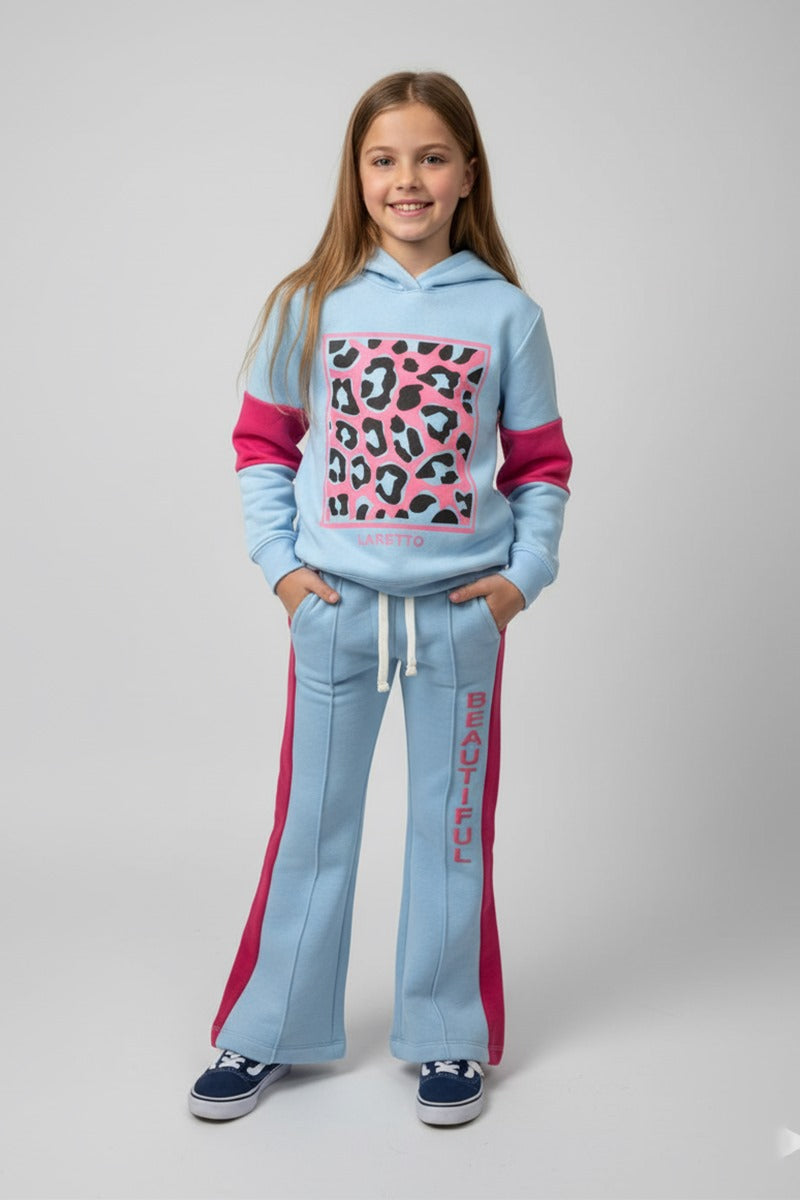 Premium Quality ''Beautiful Girl'' Printed fleece Suit with Flapper Trouser for Girls