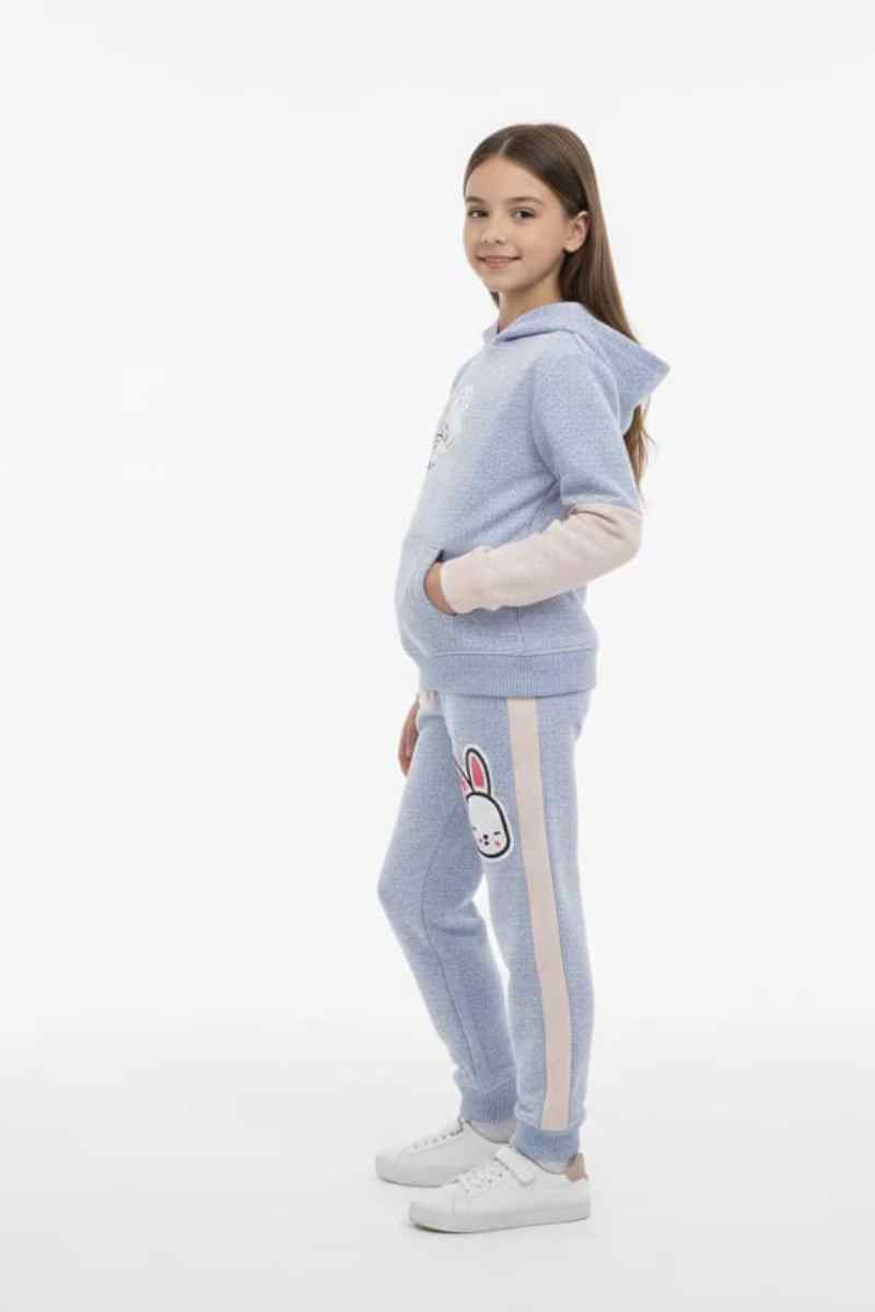 Premium Quality "Bunny " Printed Knit Sweater fleece Hoodie Suit for Girls