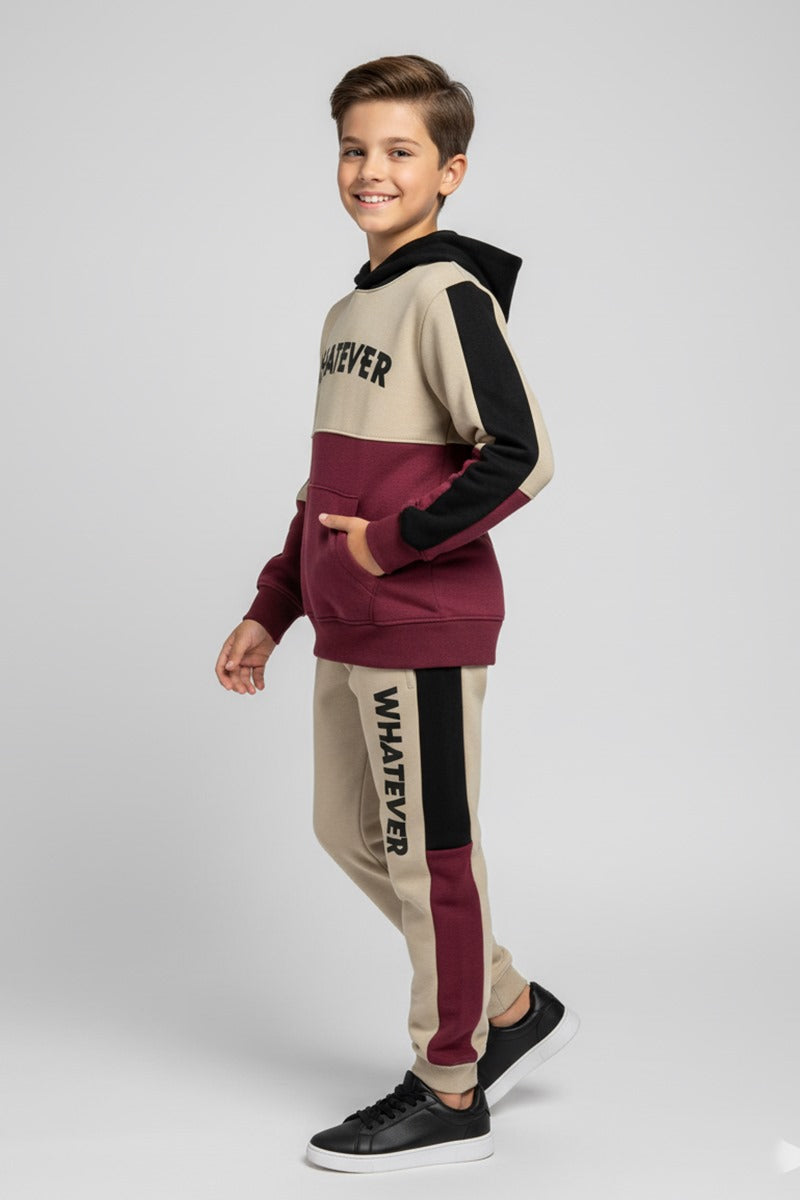 Premium Quality "Whatever" Printed Pannel fleece Hoodie Suits For Kids