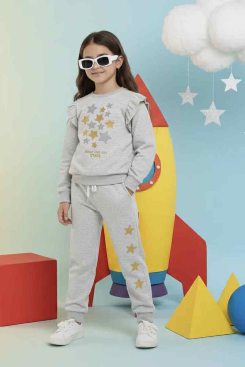 Premium Quality "Stars " Printed Fleece Suit For Girls