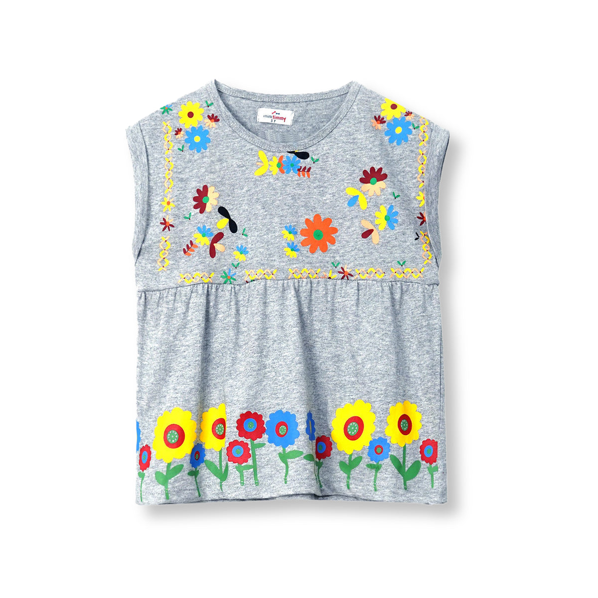 Girls Soft Cotton Printed Sleeveless Shirt