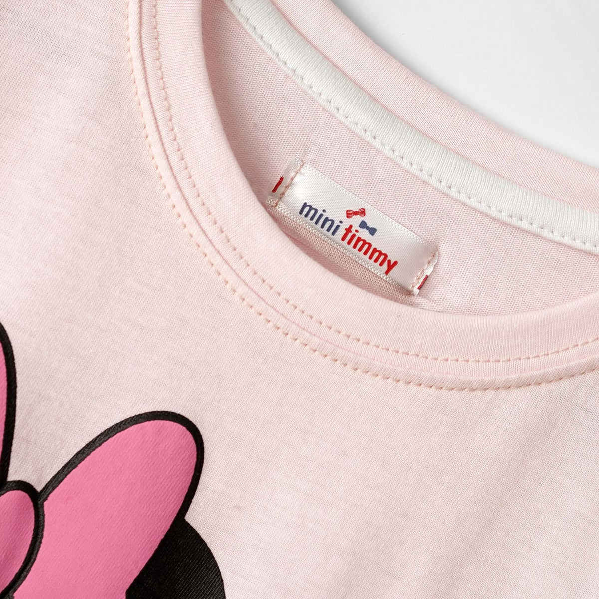 Girls Printed Soft Cotton Pink Frill Shoulder T-Shirt