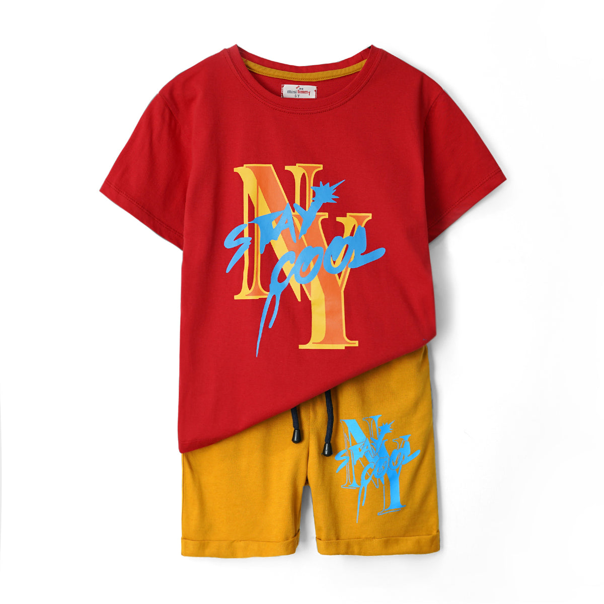 Kids Soft Cotton Graphic Red Suit