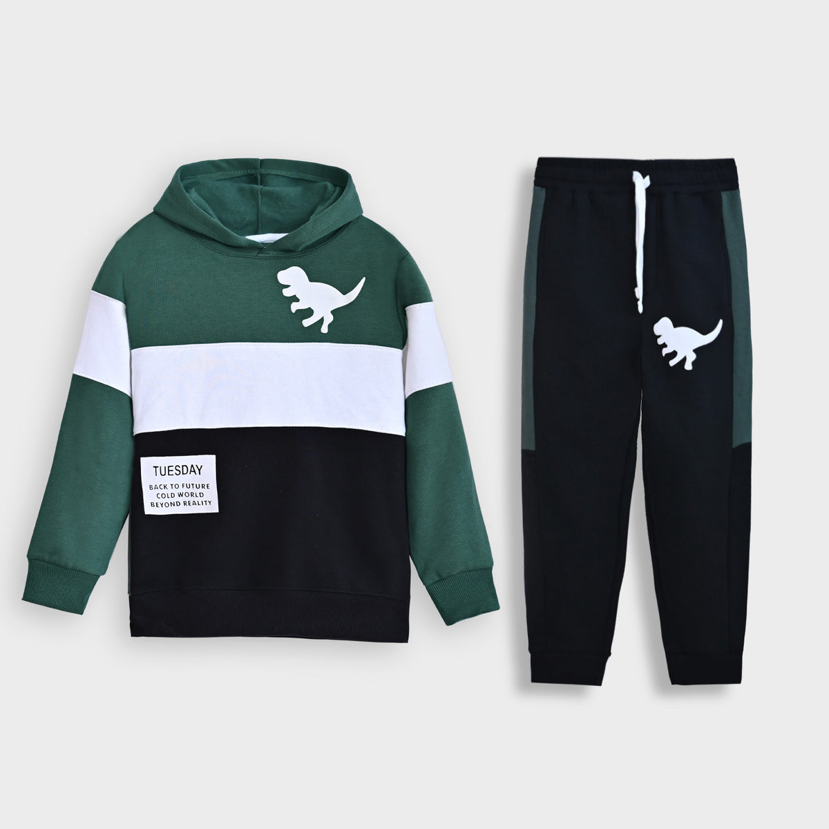 Premium Quality &quot;Dino&quot; Printed Fleece pull over Track Suit For Kids