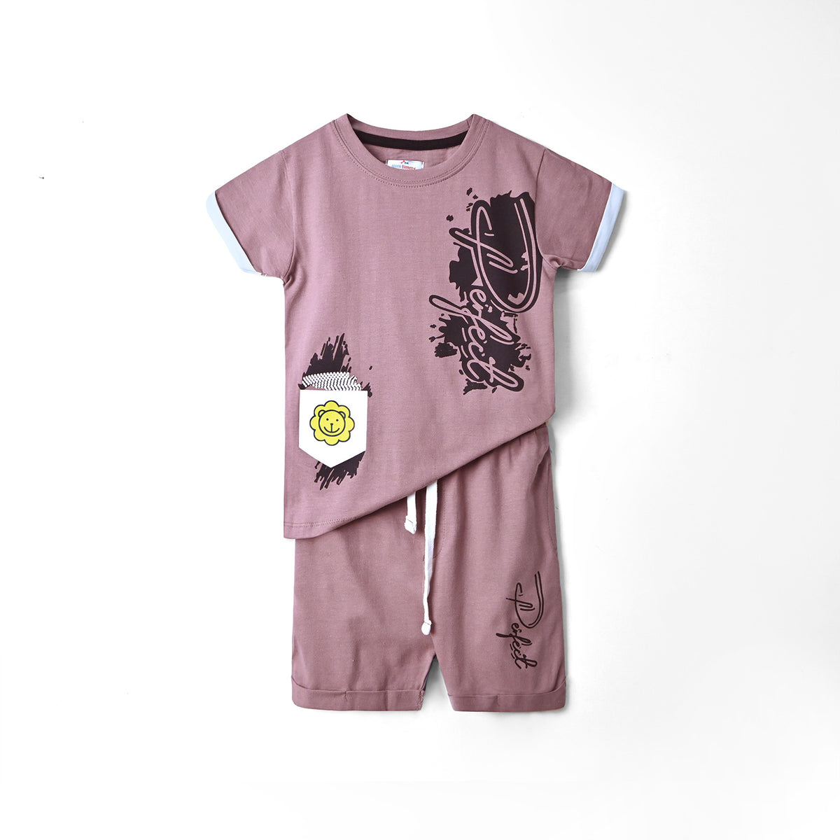 Kids Soft Cotton Printed Plum Suit