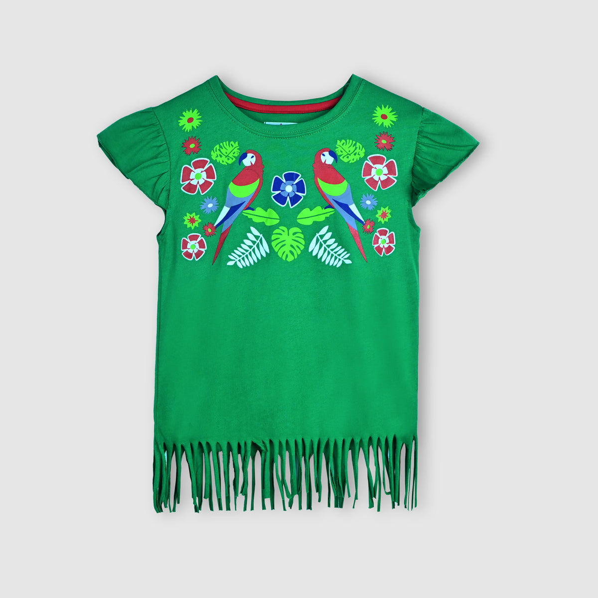 Girls Fashion Printed Soft Cotton Fringe T-Shirt