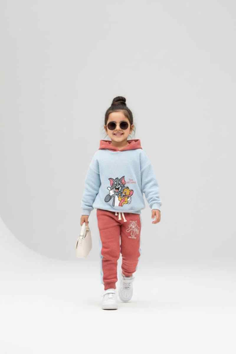 Premium Quality "Tom & Jerry" Printed Knit Sweater fleece Hoodie Suit for Girls