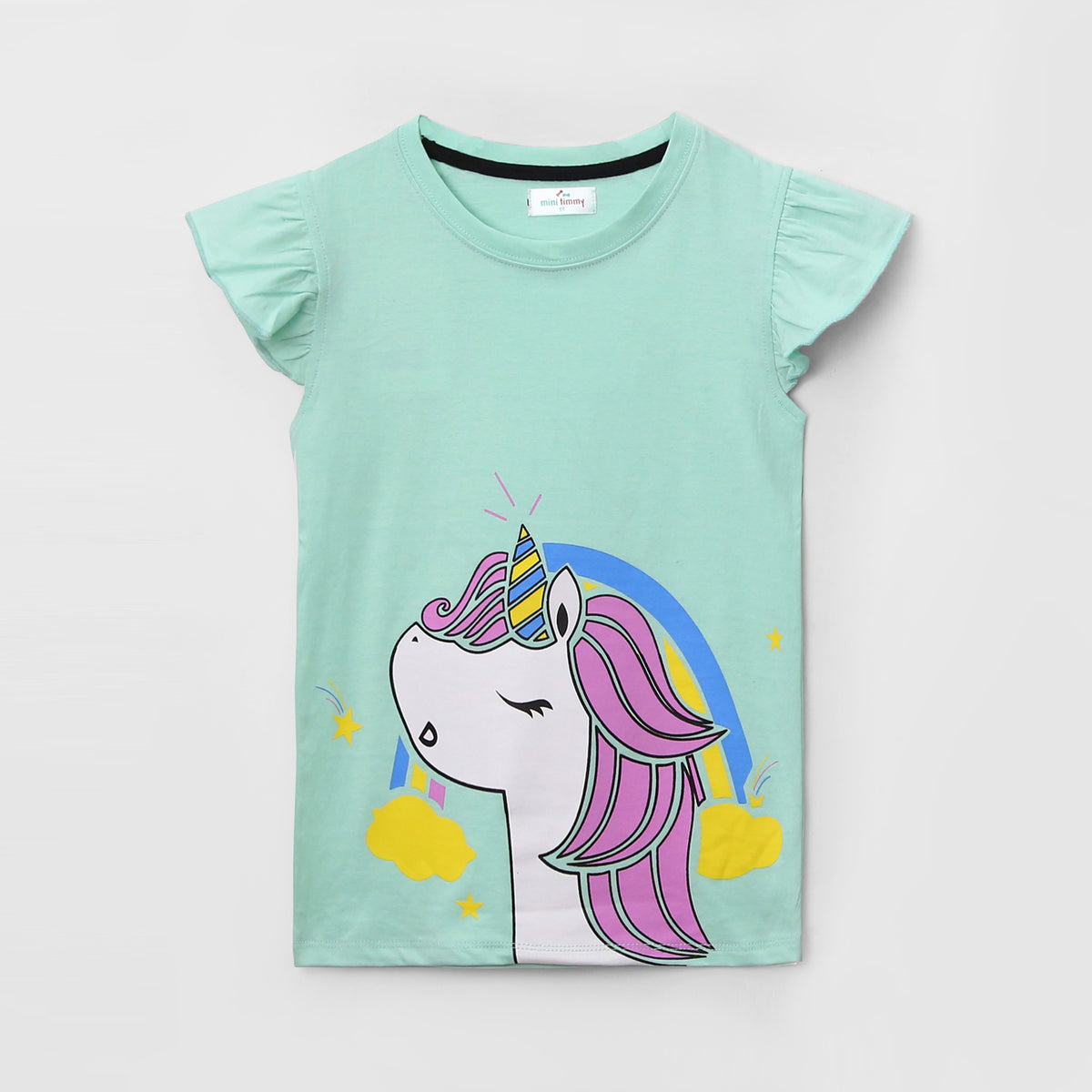 Grils Soft Cotton Unicorn Printed Frill Suit