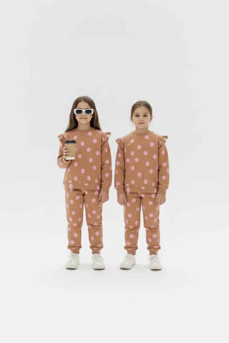 Premium Quality "Polka Dot" Printed All-Over Sweat Suit For Girls