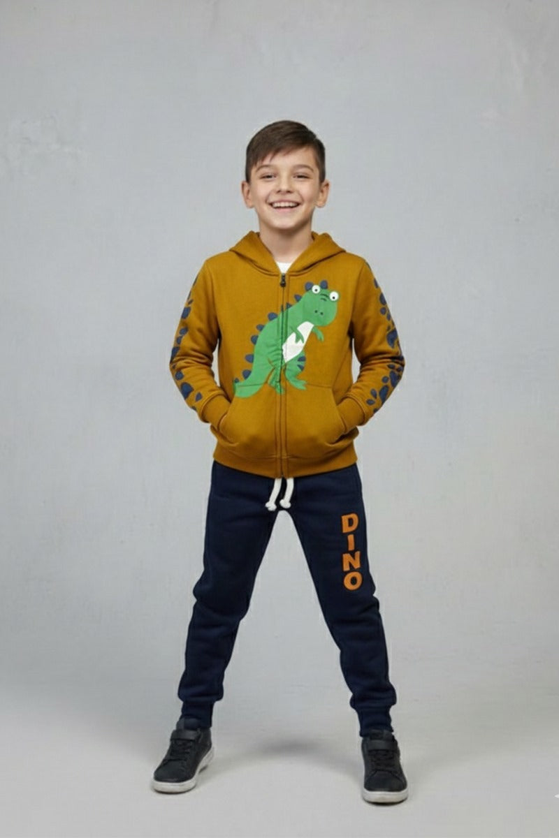 Premium Quality "DINO" Printed Fleece Hoodie Suit For Boys