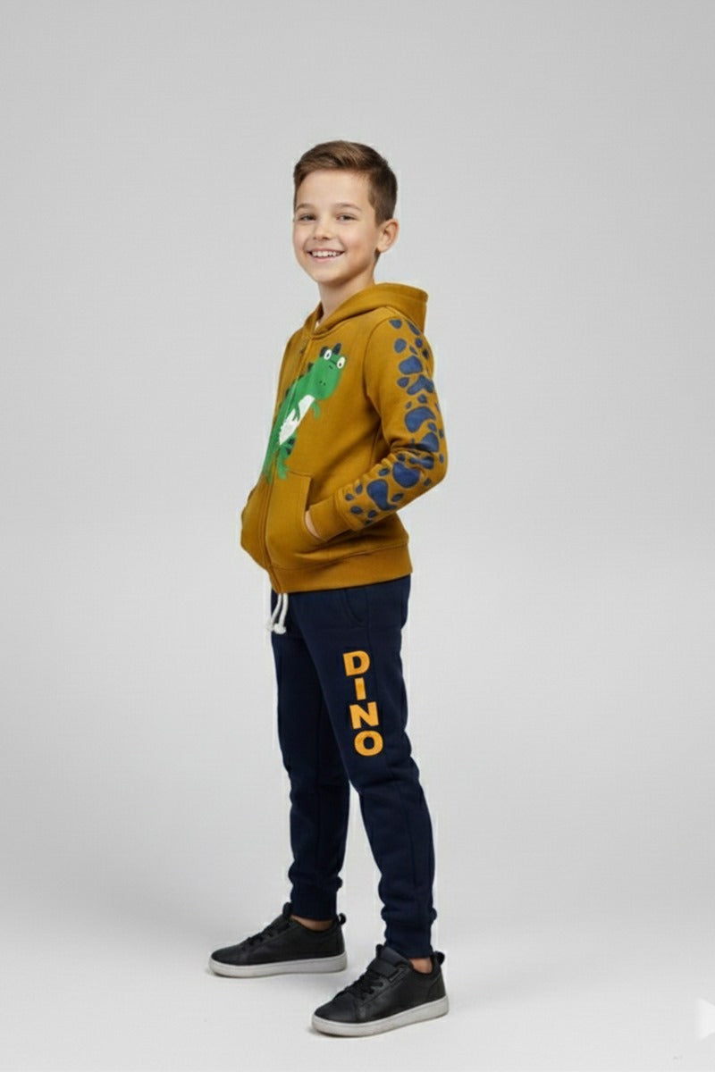 Premium Quality "DINO" Printed Fleece Hoodie Suit For Boys