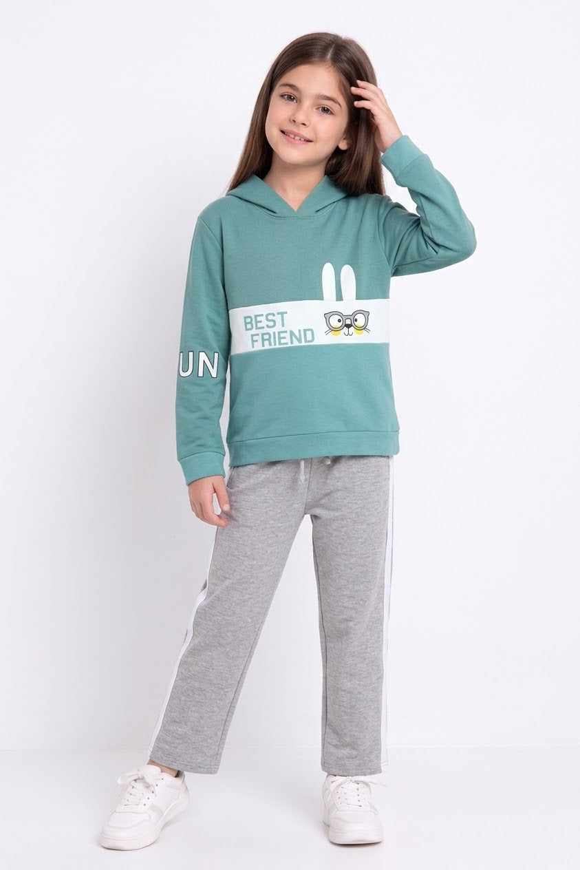 Premium Quality "Best Friend" Printed fleece Hoodie Suit for Kids