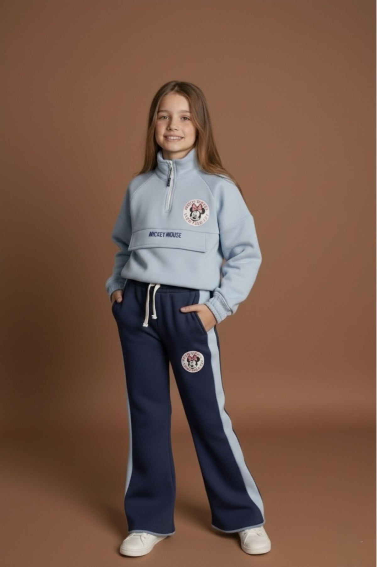 Girls Premium Quality ''Mickey Mouse'' Printed  Mock Neck fleece Suit