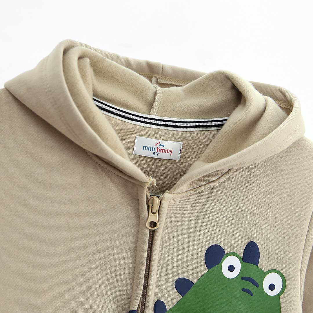 Kids UNISEX &quot;Dino&quot; Printed Fleece Zipper Hoodie