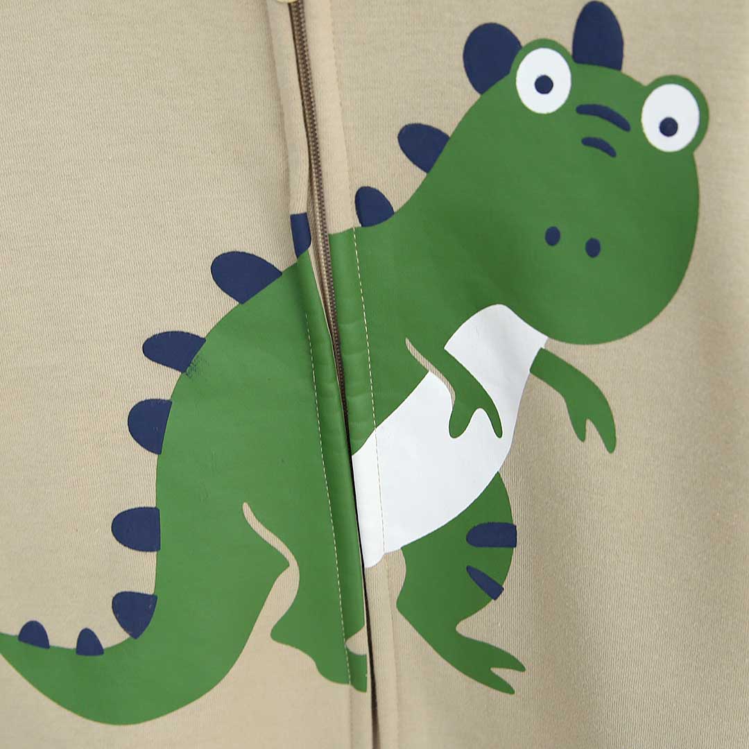 Kids UNISEX &quot;Dino&quot; Printed Fleece Zipper Hoodie