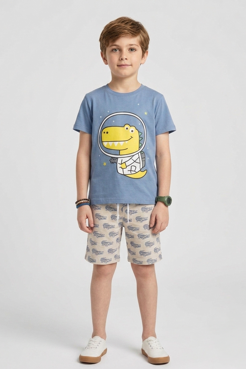 Premium Quality "crocodile" Printed Summer Suit For Boys