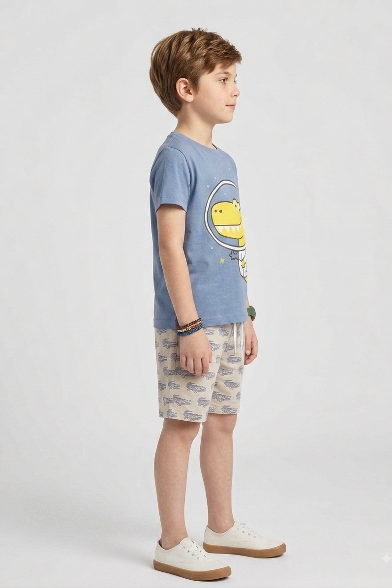 Premium Quality "crocodile" Printed Summer Suit For Boys