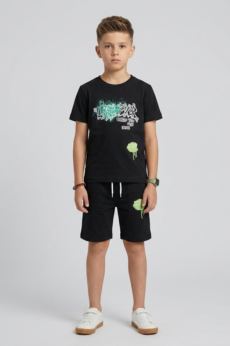 Premium Quality "Good Luck" Printed Summer Suit For Boys